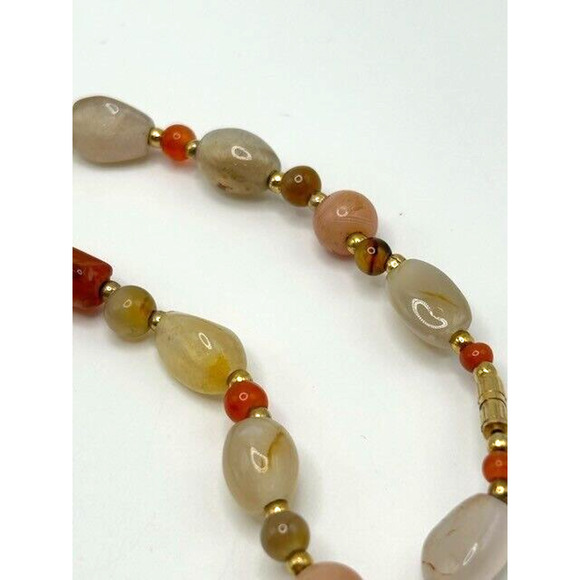 Vintage Natural Multicolor Gemstones Beaded Necklace 24" Barrel Closure - Picture 4 of 8